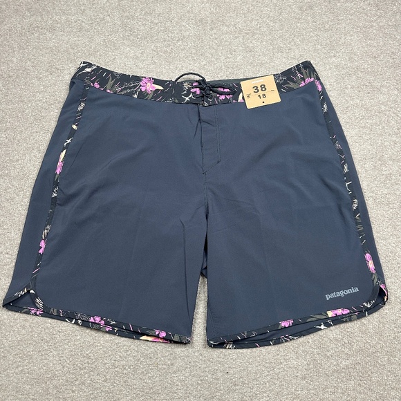 Patagonia Other - Patagonia Board Shorts Mens Size 38 x 18 Gray Floral Drawstrings Adults
